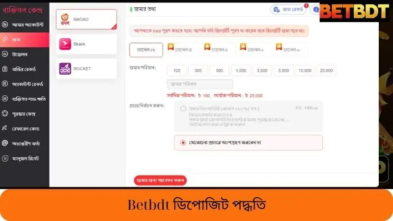 Betbdt-এর পেমেন্ট পদ্ধতিসমূহ
